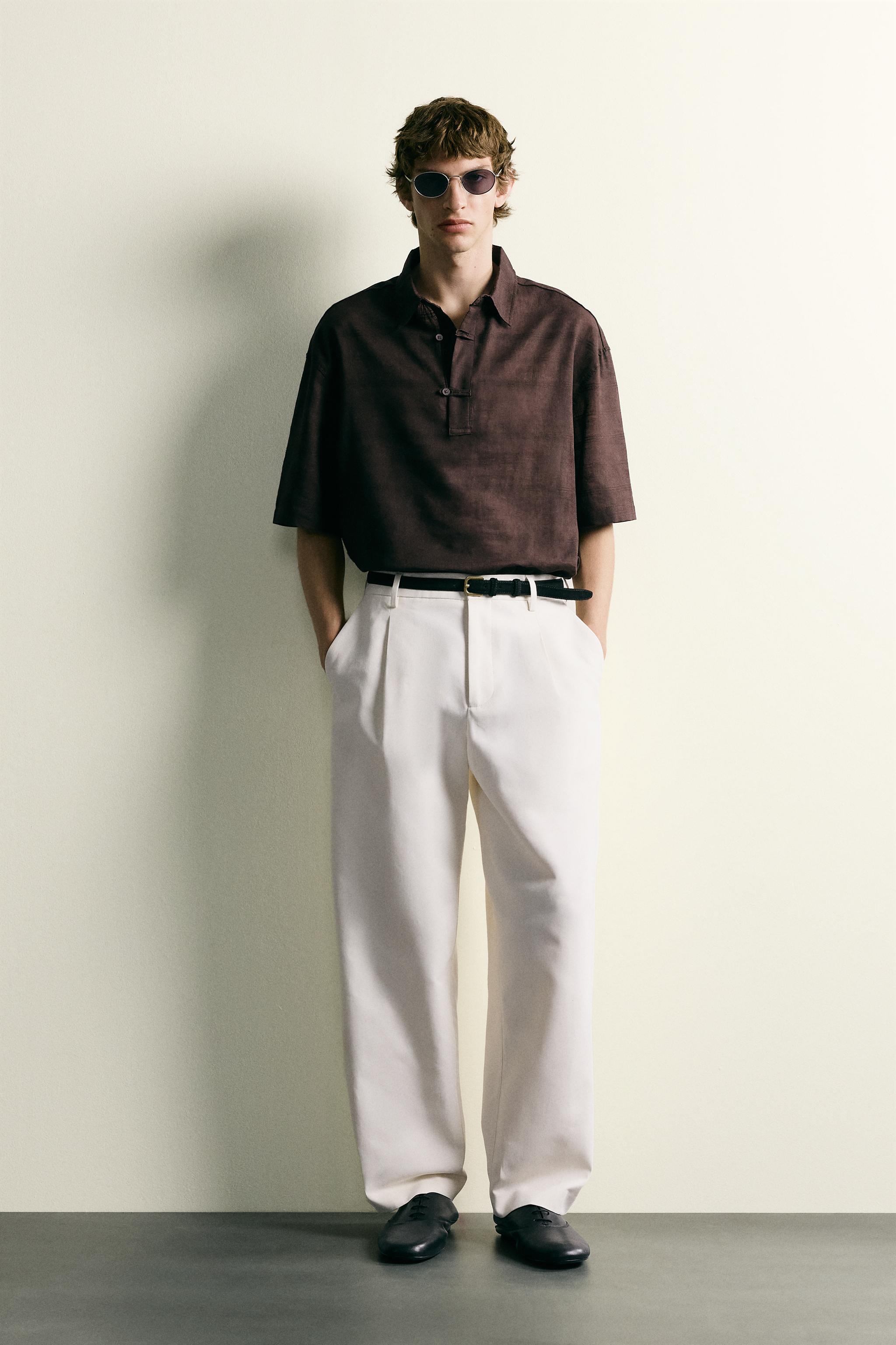 LINEN COTTON BLEND POLO SHIRT